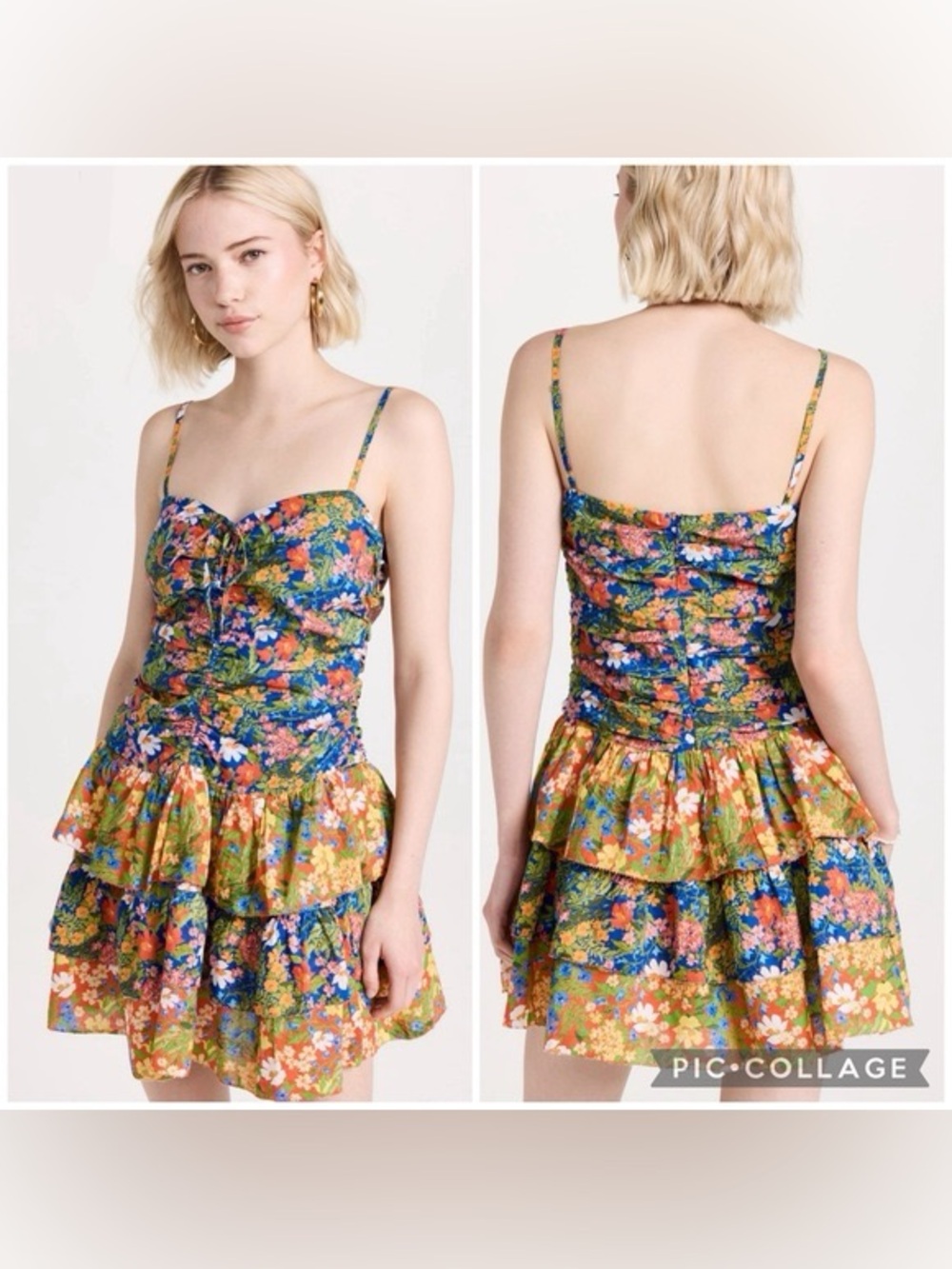 Cara Cara Santorini Floral Multicolor Sleeveless Mini Dress  Size 4 100% Cotton